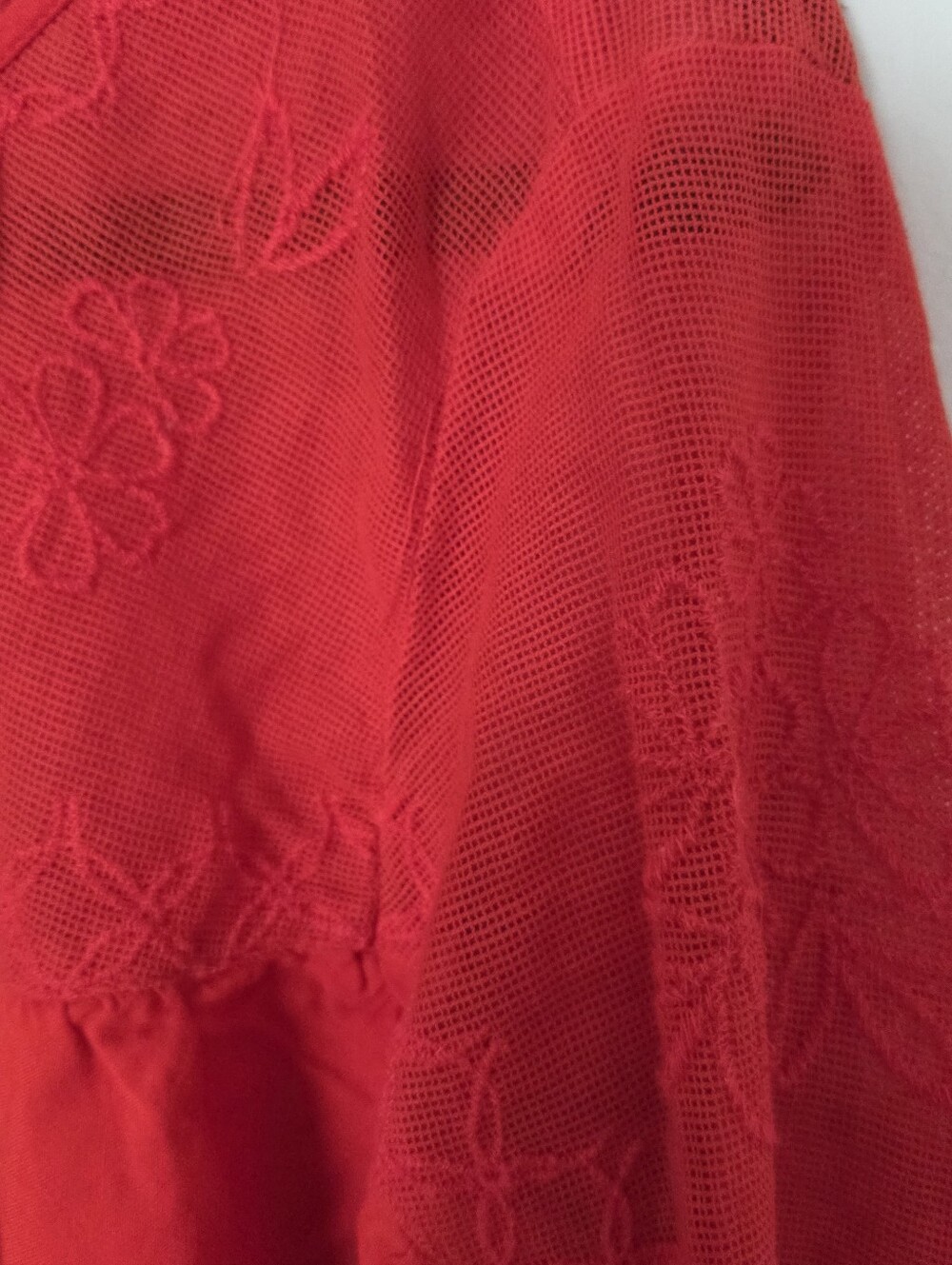 Bright Red Scarlet Embroidered Eyelet Peasant Top by Jessica Simpson XL - Picture 3 of 12